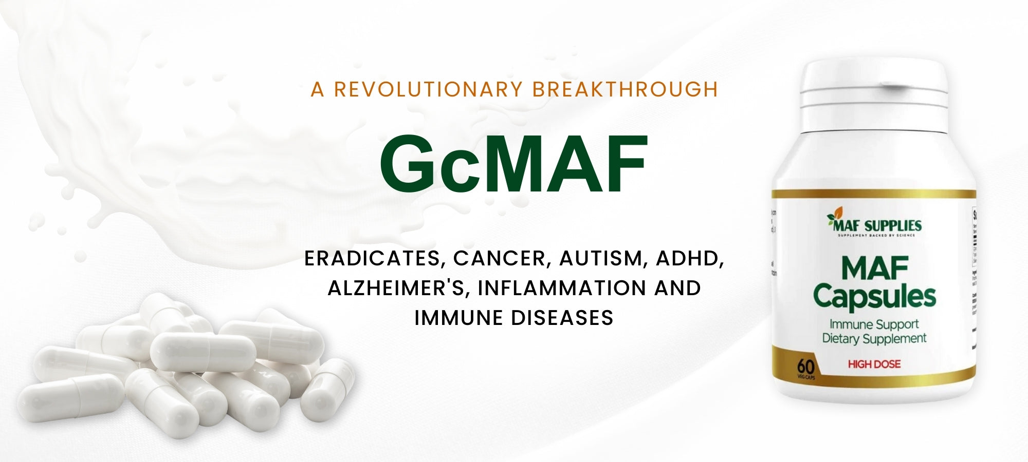 GcMAF in capsules, powder and lollies